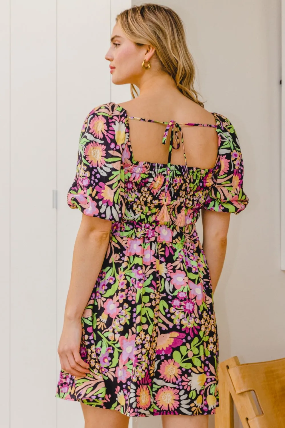 ODDI Full Size Floral Tie-Back Mini Dress sold by Charming Charlie product image thumbnail 2