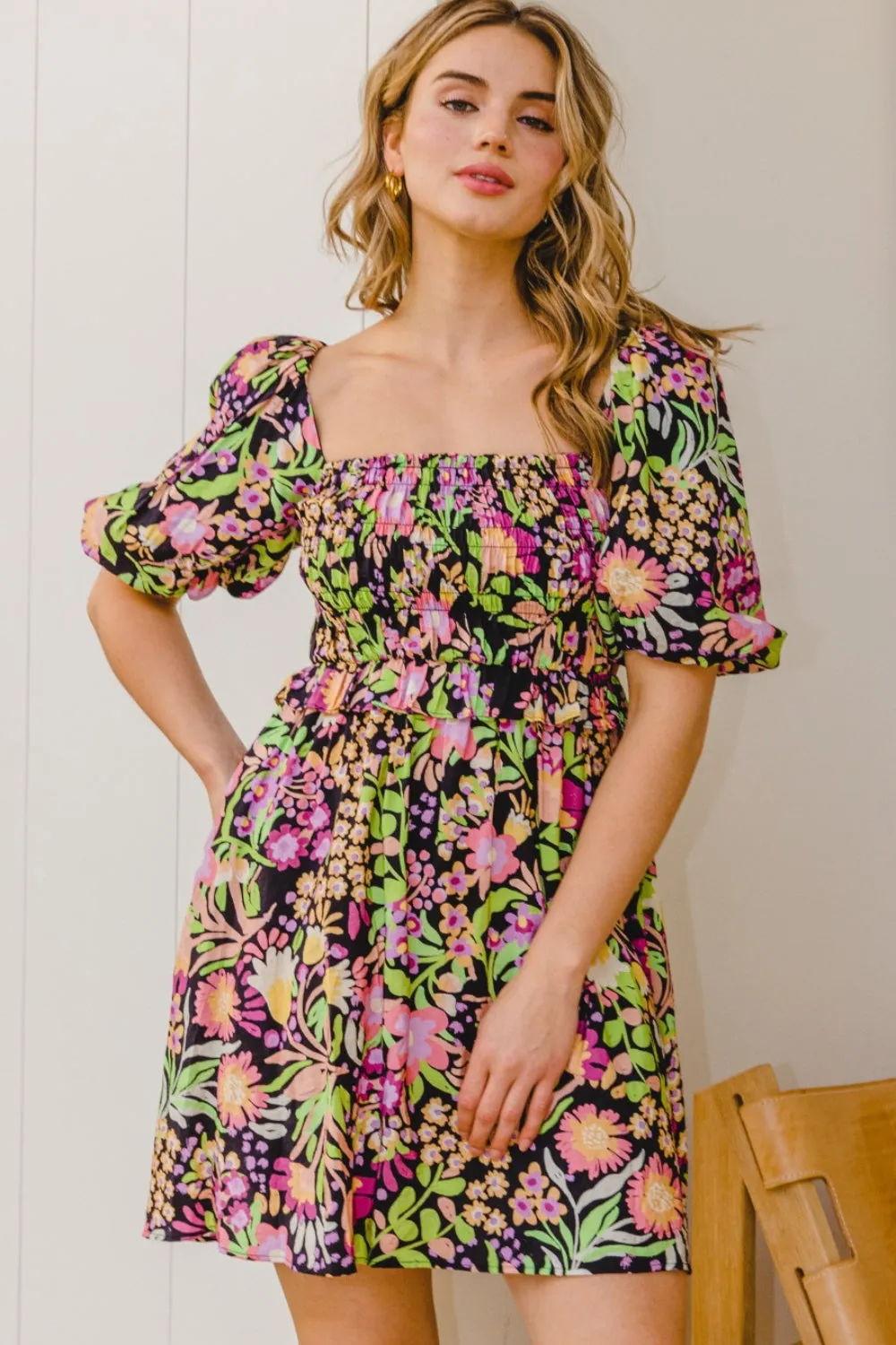 ODDI Full Size Floral Tie-Back Mini Dress sold by Charming Charlie product image thumbnail 3