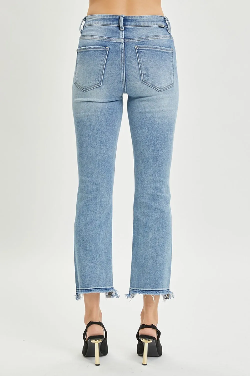 RISEN Full Size High Rise Distressed Cropped Straight Jeans sold by Charming Charlie product image thumbnail 2