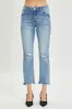 RISEN Full Size High Rise Distressed Cropped Straight Jeans sold by Charming Charlie