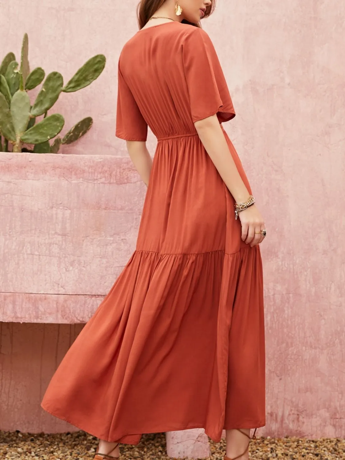 Lace Detail V-Neck Half Sleeve Midi Dress sold by Charming Charlie product image thumbnail 2