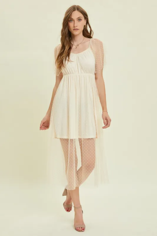HEYSON  Heart Mesh Flare Sleeve Midi Dress sold by Charming Charlie