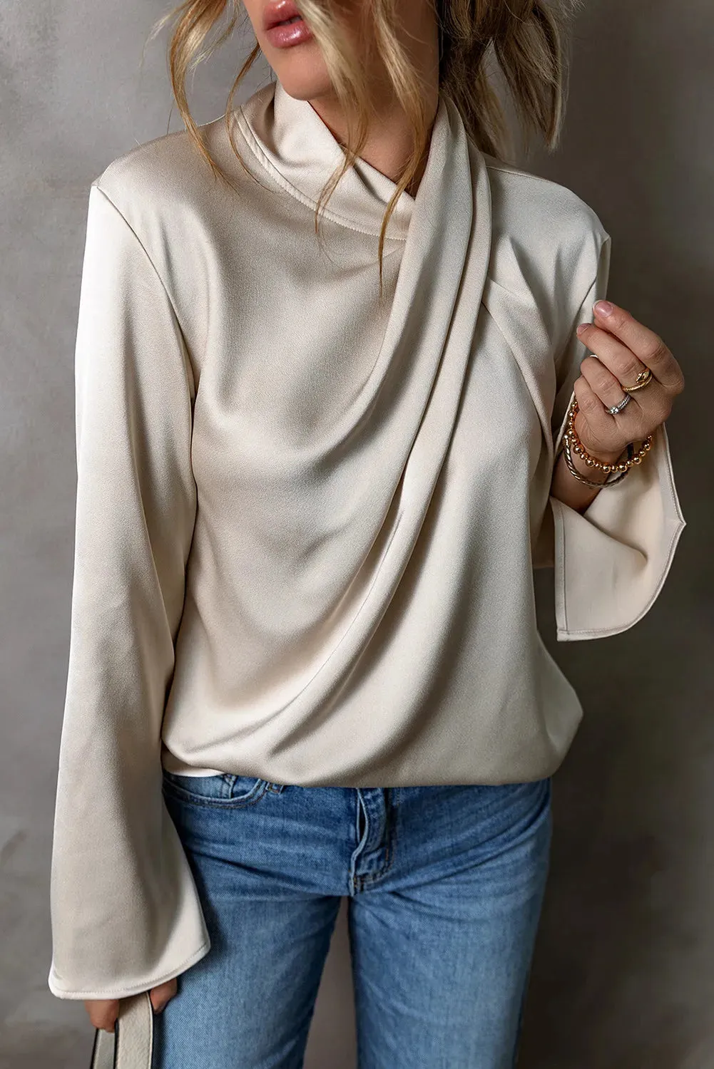 Cutout Ruched Long Sleeve Blouse sold by Charming Charlie