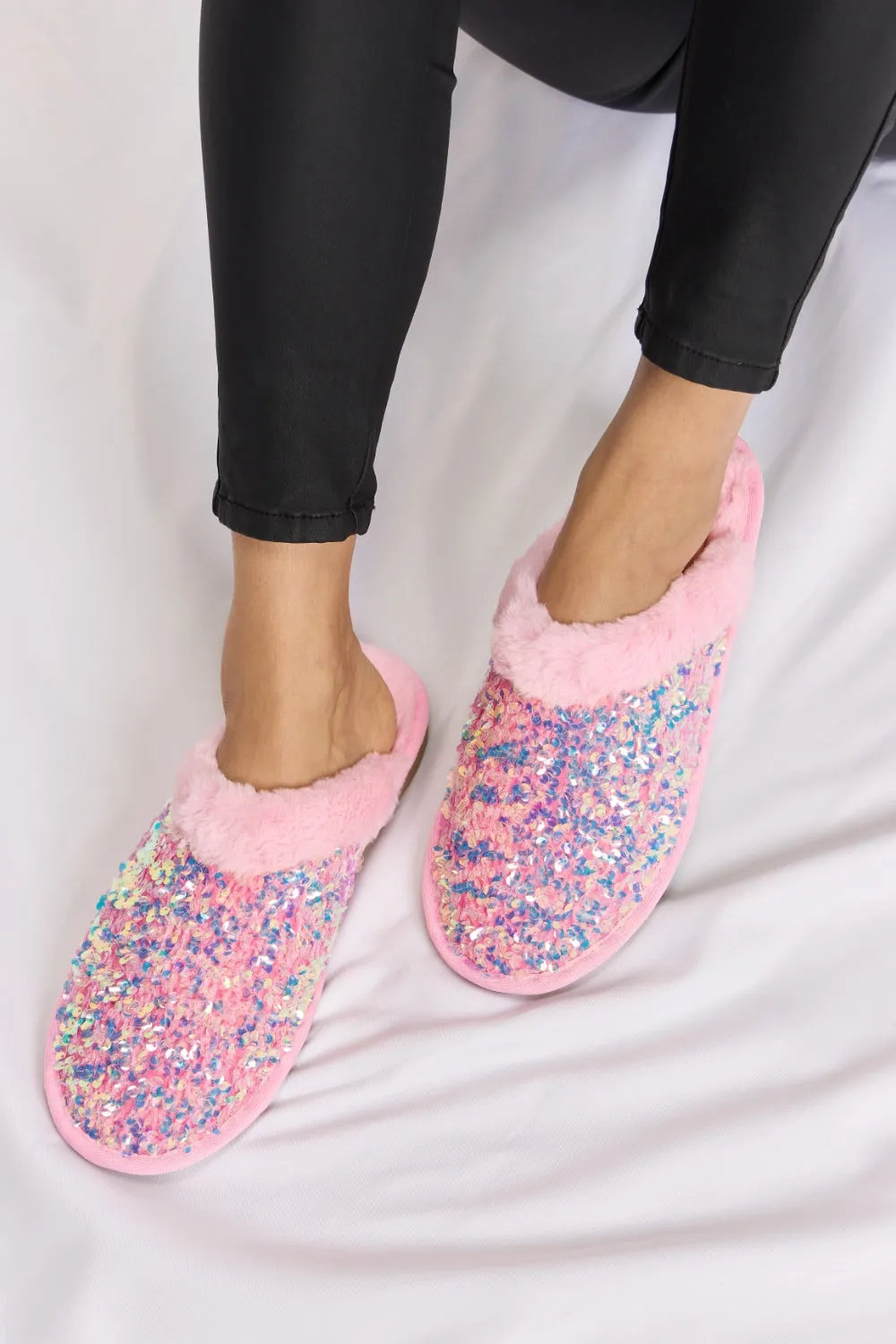 Forever Link Sequin Plush Round Toe Slippers sold by Charming Charlie product image thumbnail 2