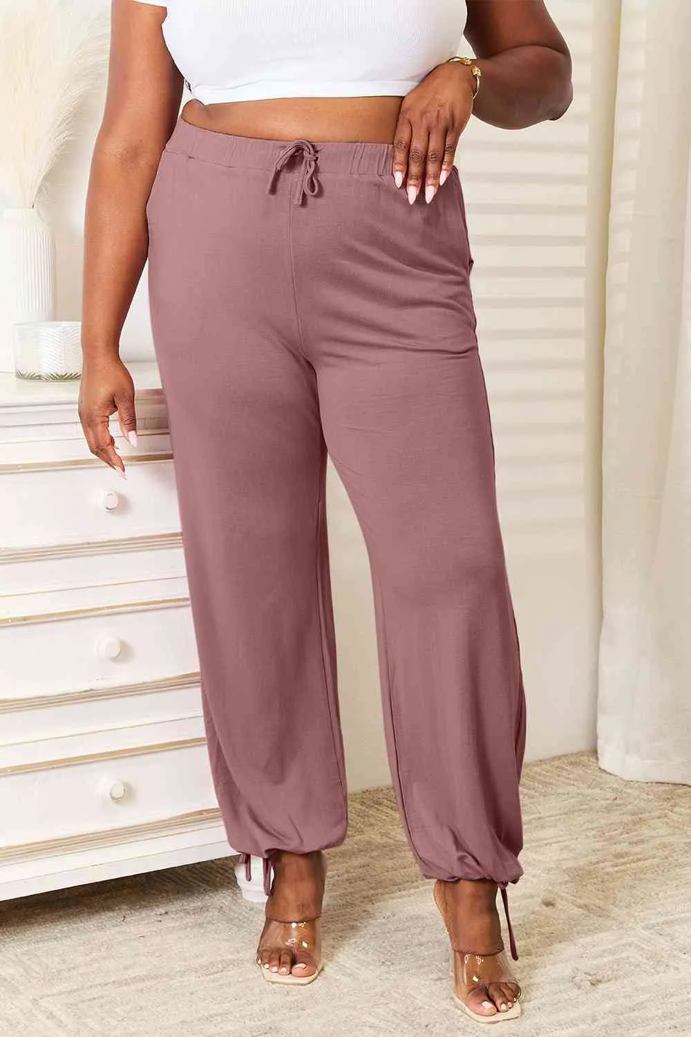 Basic Bae Full Size Soft Rayon Drawstring Waist Pants with Pockets sold by Charming Charlie product image thumbnail 5