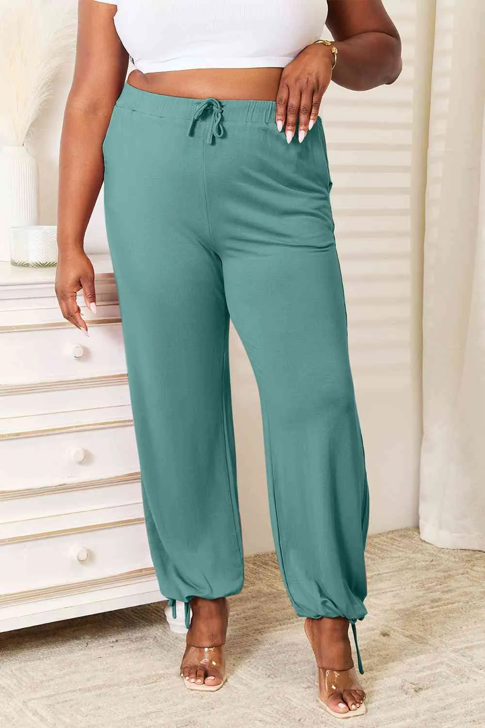 Basic Bae Full Size Soft Rayon Drawstring Waist Pants with Pockets sold by Charming Charlie product image thumbnail 2