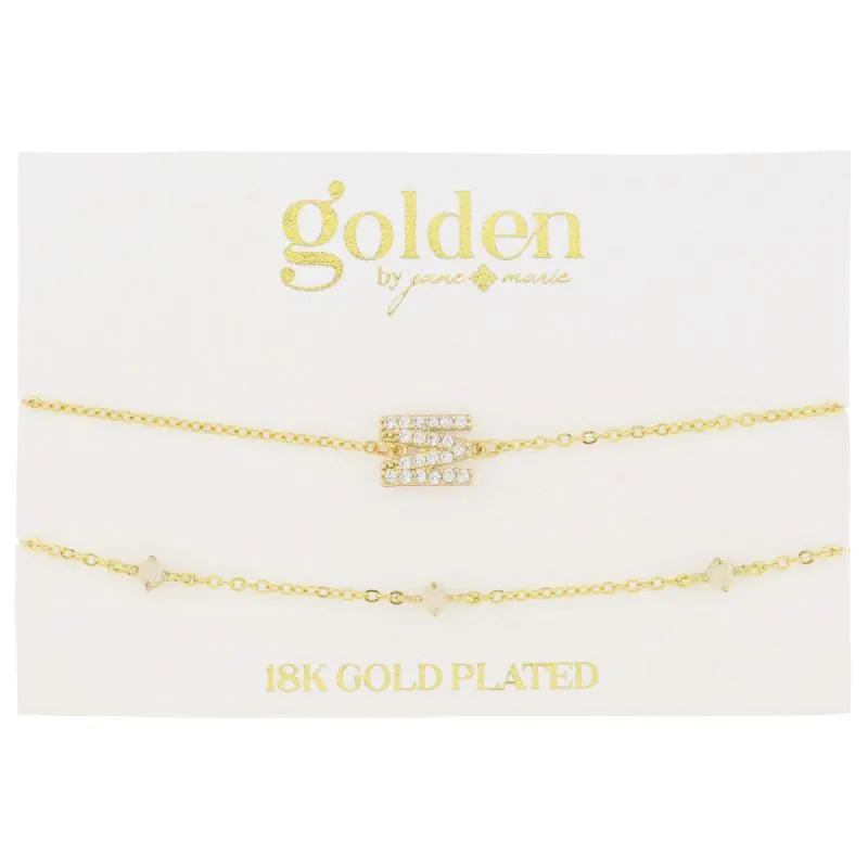 7" Around 18K Gold Plated Set of 2, Cubic Zirconia Pave "M" Initial, Multi Opals Bracelet, 1.5" Ext sold by Charming Charlie