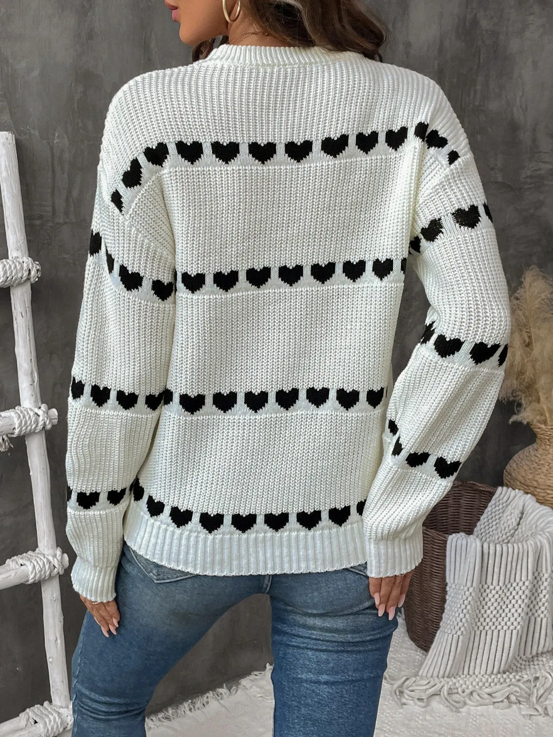 Heart Round Neck Long Sleeve Sweater sold by Charming Charlie product image thumbnail 2