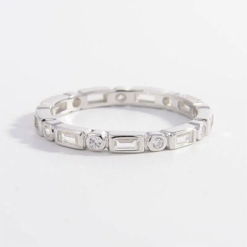 925 Sterling Silver Geometric Shape Zircon Ring sold by Charming Charlie