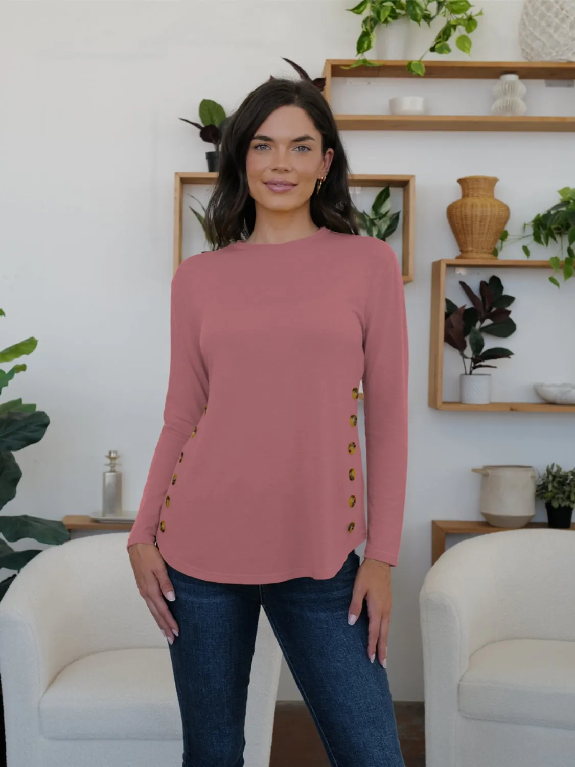Round Neck Long Sleeve T-Shirt sold by Charming Charlie