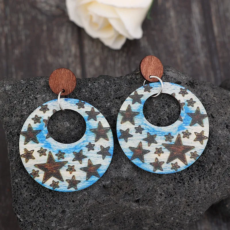 Cutout Star Print Wooden Dangle Earrings sold by Charming Charlie product image thumbnail 2