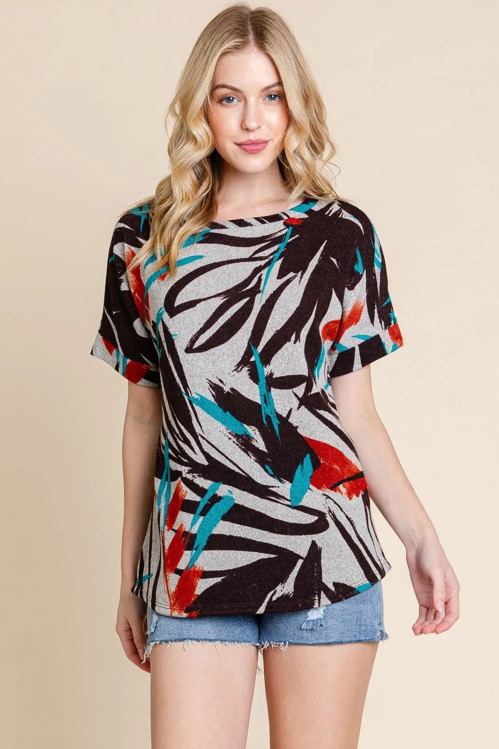 BOMBOM Printed Round Neck Short Sleeve T-Shirt sold by Charming Charlie product image thumbnail 3