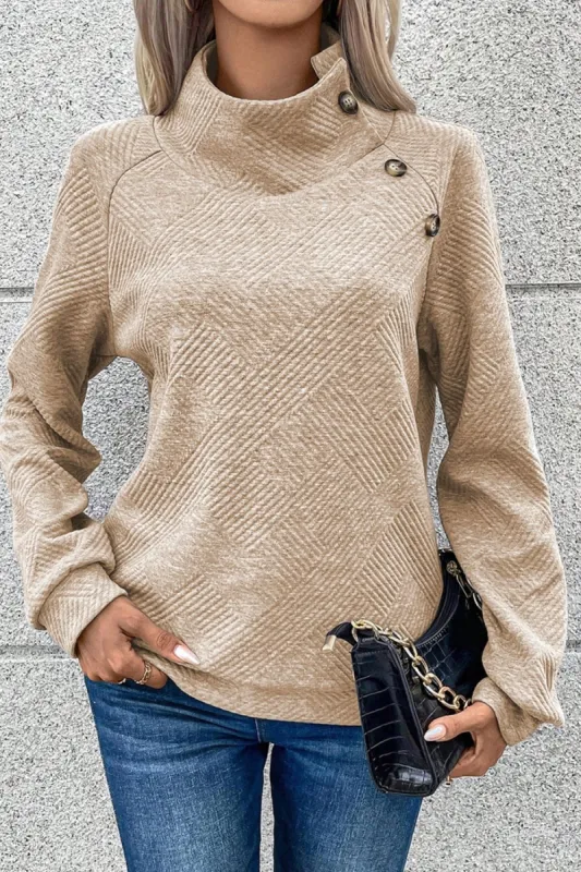 Textured Turtleneck Long Sleeve Sweatshirt sold by Charming Charlie