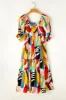 Printed Square Neck Short Sleeve Midi Dress sold by Charming Charlie