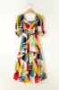 Printed Square Neck Short Sleeve Midi Dress sold by Charming Charlie