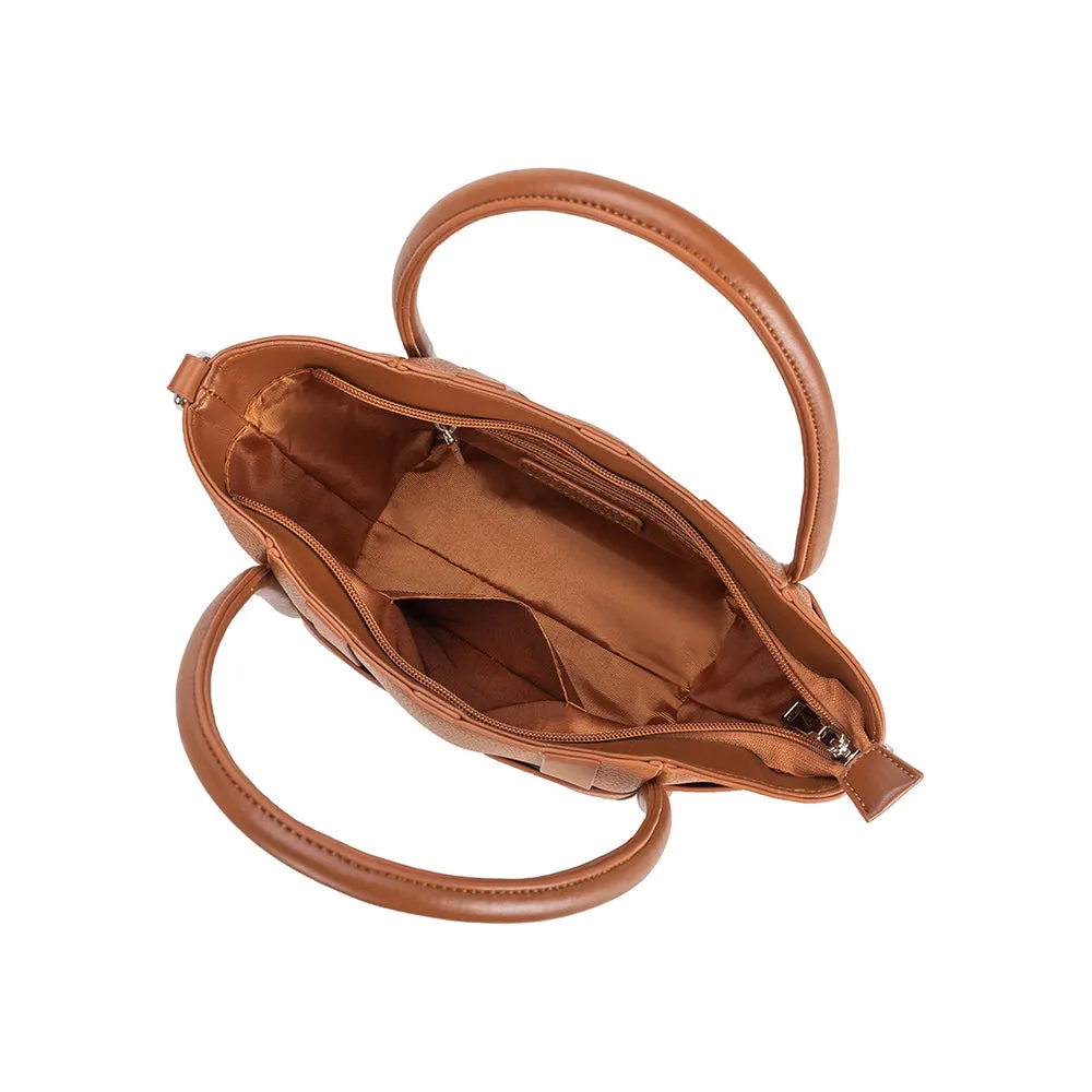 Lanie Saddle Recycled Vegan Woven Tote sold by Charming Charlie product image thumbnail 4