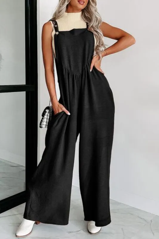 Square Neck Wide Strap Jumpsuit sold by Charming Charlie