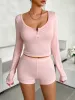 Scoop Neck Long Sleeve Top and Shorts Set sold by Charming Charlie