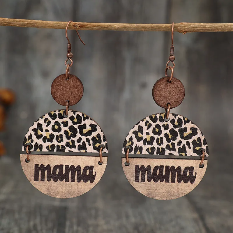 Wooden Leopard Round Shape Earrings sold by Charming Charlie