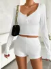 Scoop Neck Long Sleeve Top and Shorts Set sold by Charming Charlie