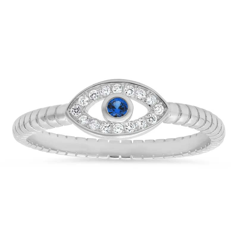 Sterling Silver CZ Evil Eye Ring sold by Charming Charlie