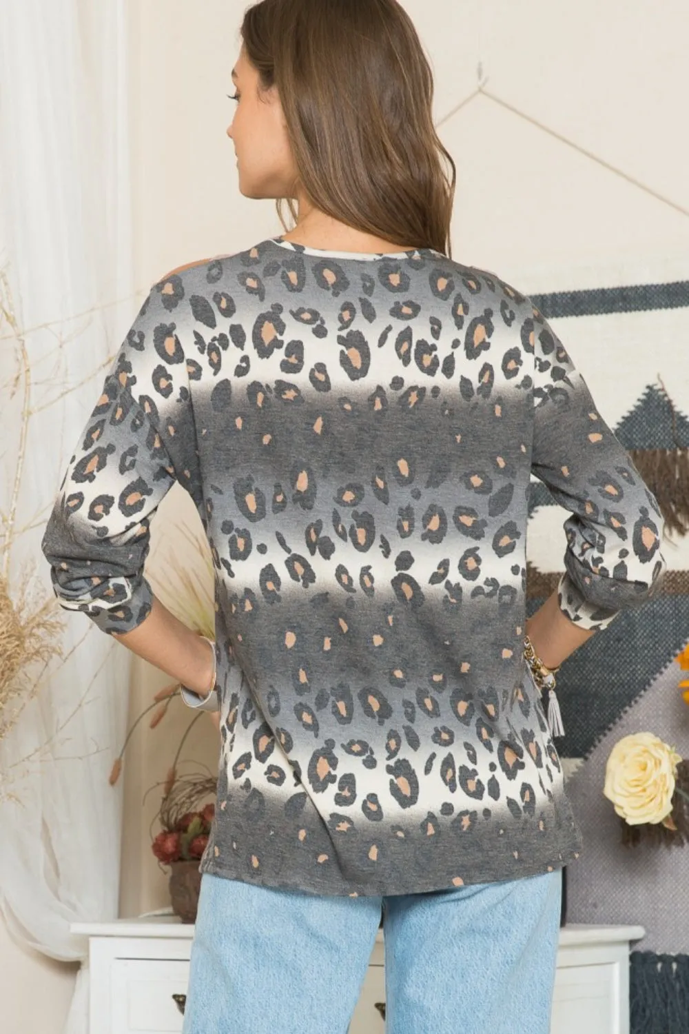Celeste Full Size Leopard Long Sleeve T-Shirt with Braided Strap sold by Charming Charlie product image thumbnail 2