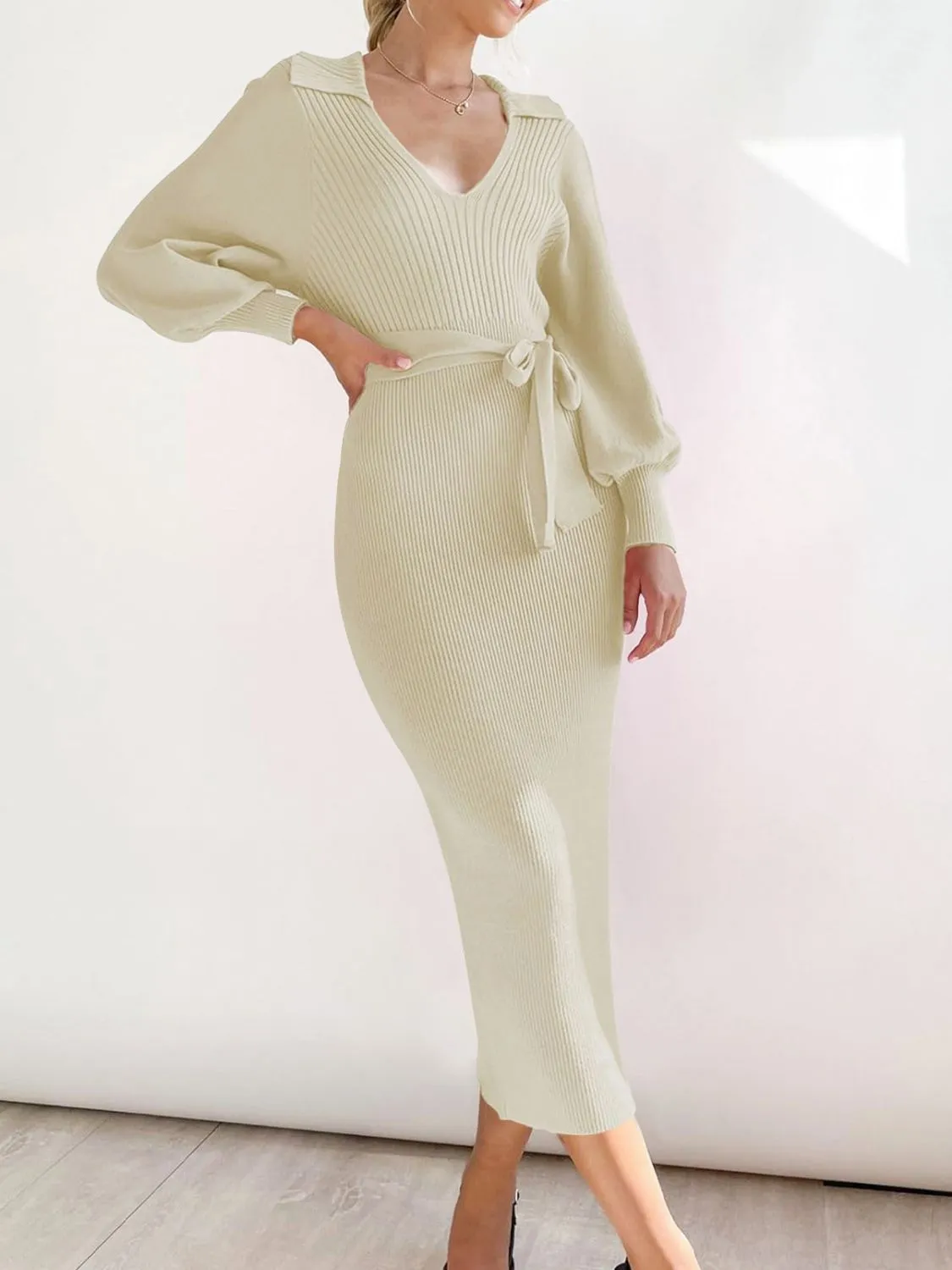 Tied Long Sleeve Wrap Sweater Dress sold by Charming Charlie product image thumbnail 3