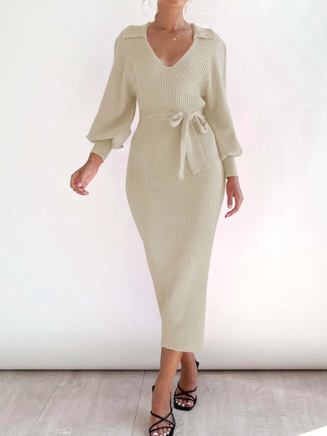 Tied Long Sleeve Wrap Sweater Dress sold by Charming Charlie