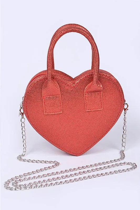 Glitter Top Handle Heart Shape Swing Bag sold by Charming Charlie