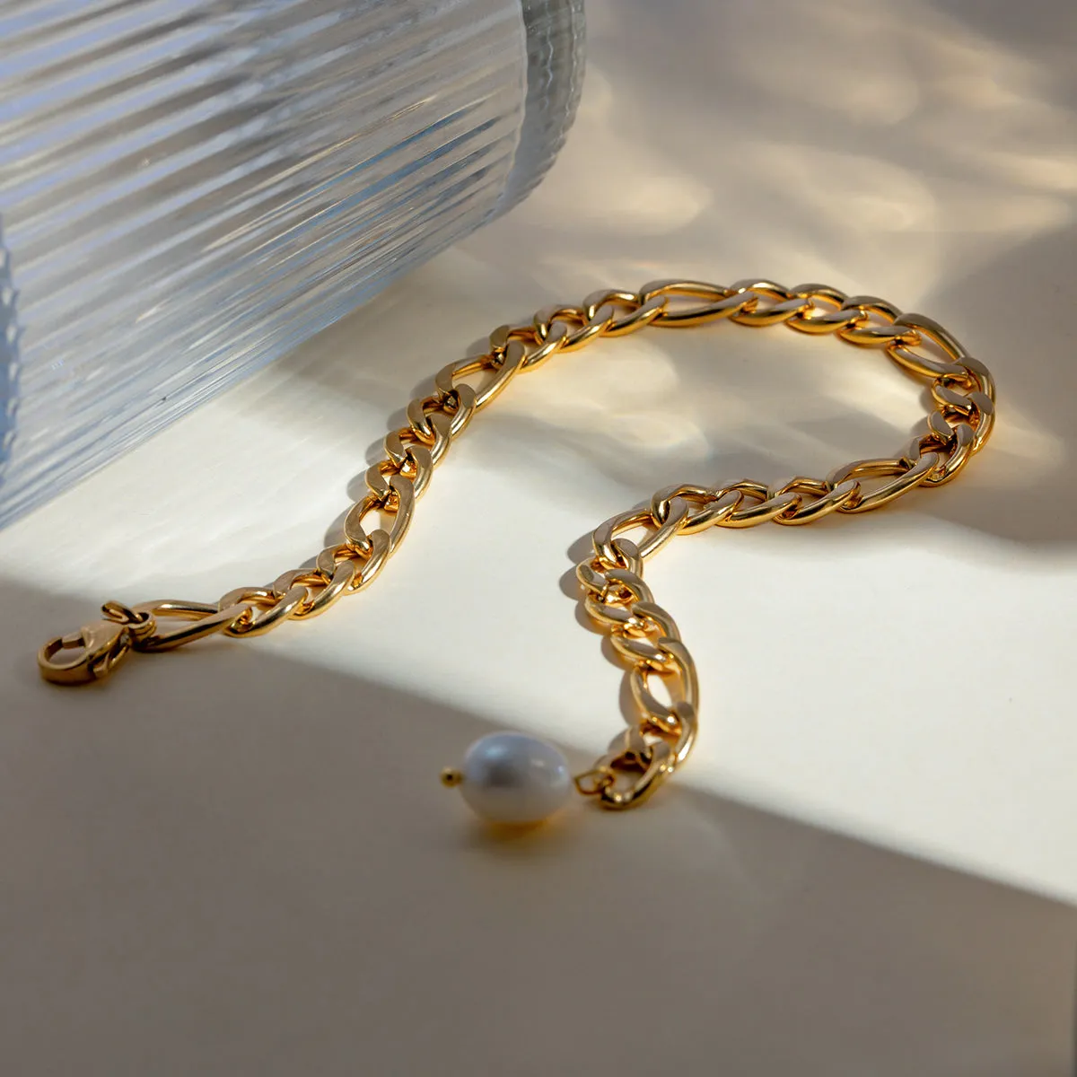 Stainless Steel Chain Pearl Anklet Bracelet sold by Charming Charlie product image thumbnail 5