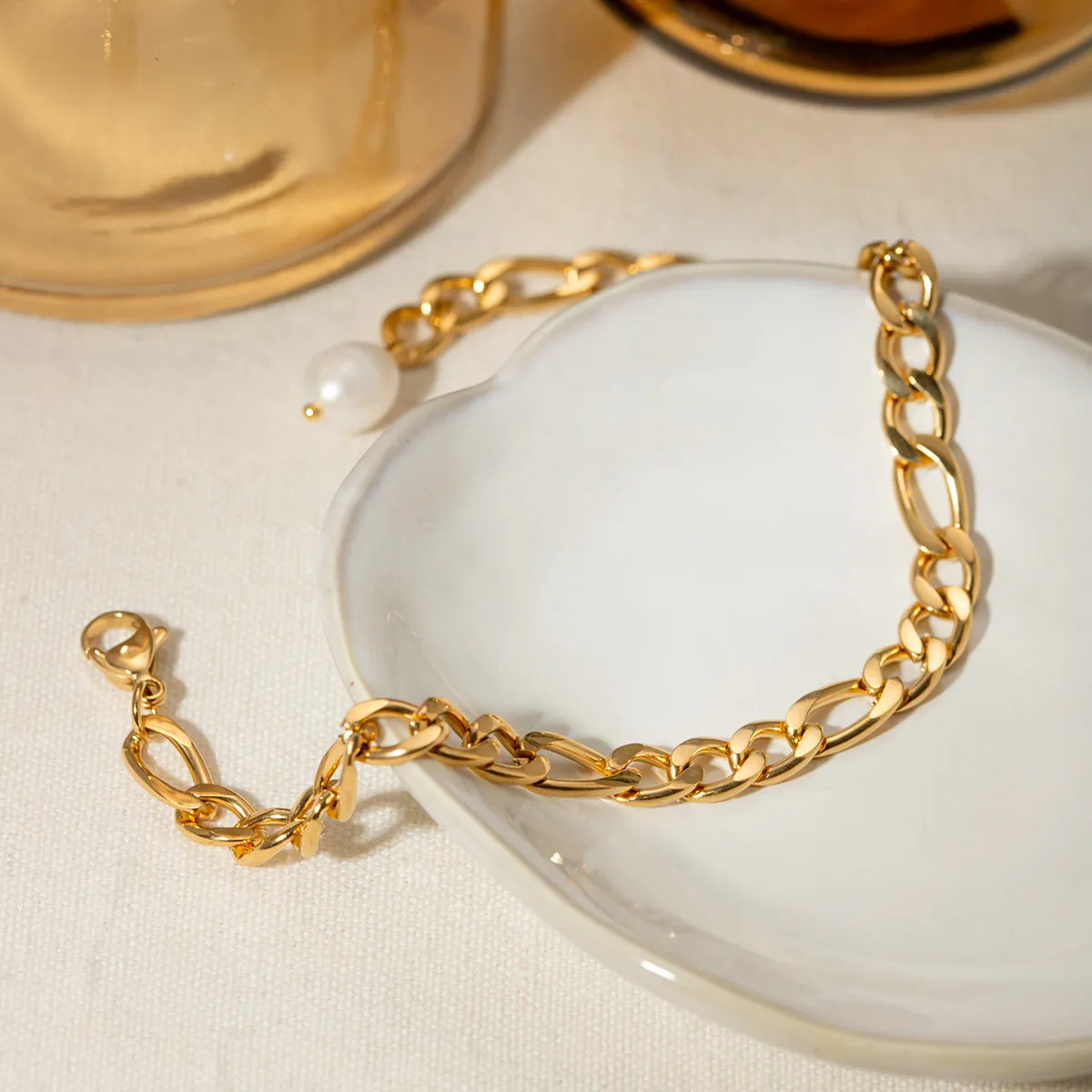 Stainless Steel Chain Pearl Anklet Bracelet sold by Charming Charlie product image thumbnail 2