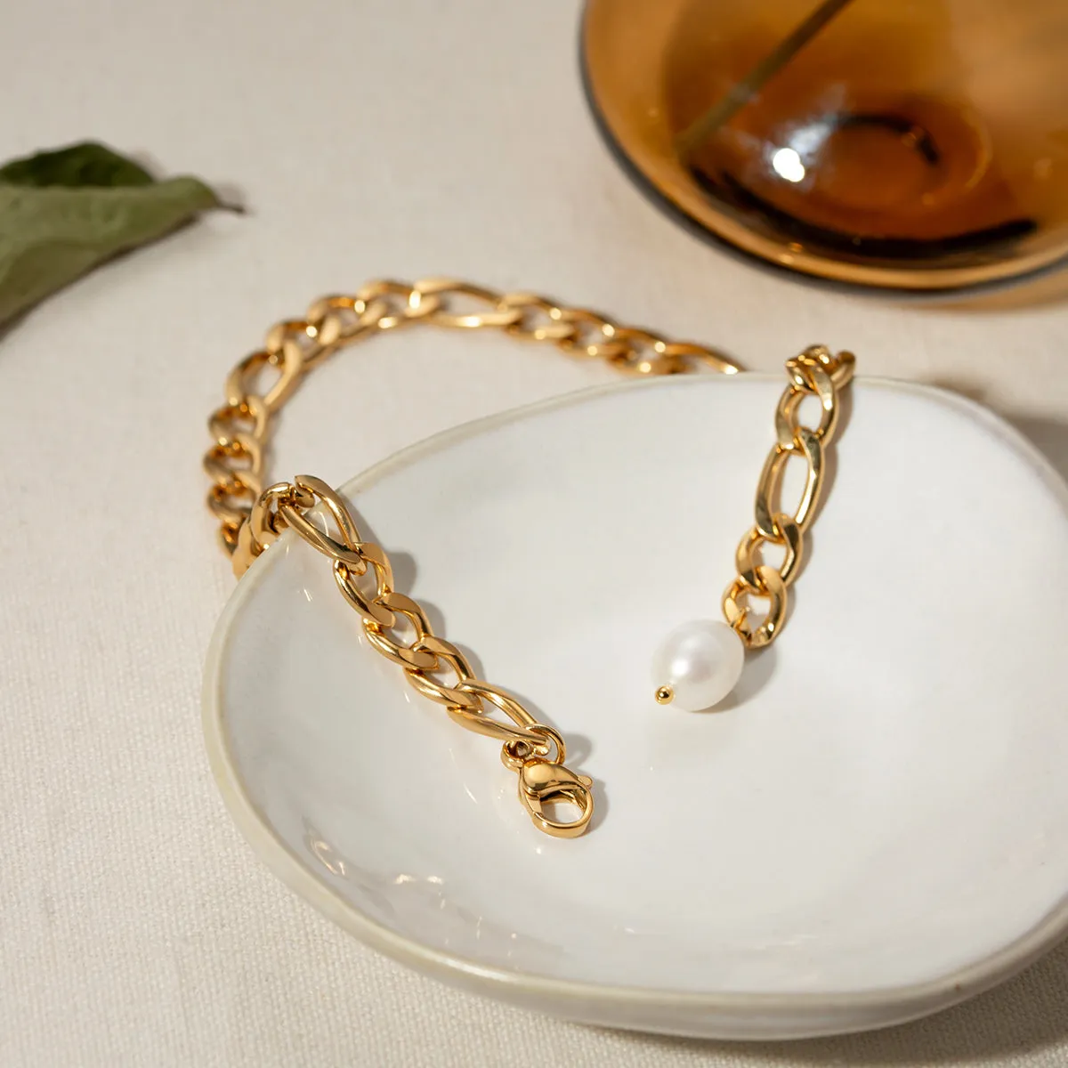 Stainless Steel Chain Pearl Anklet Bracelet sold by Charming Charlie product image thumbnail 3
