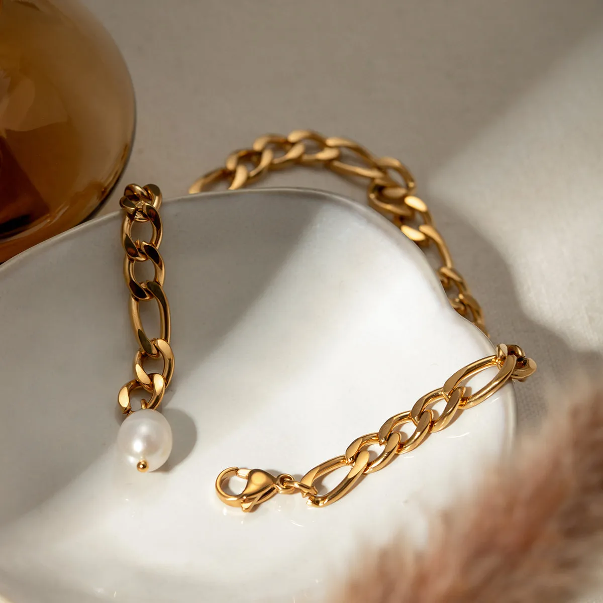 Stainless Steel Chain Pearl Anklet Bracelet sold by Charming Charlie product image thumbnail 4