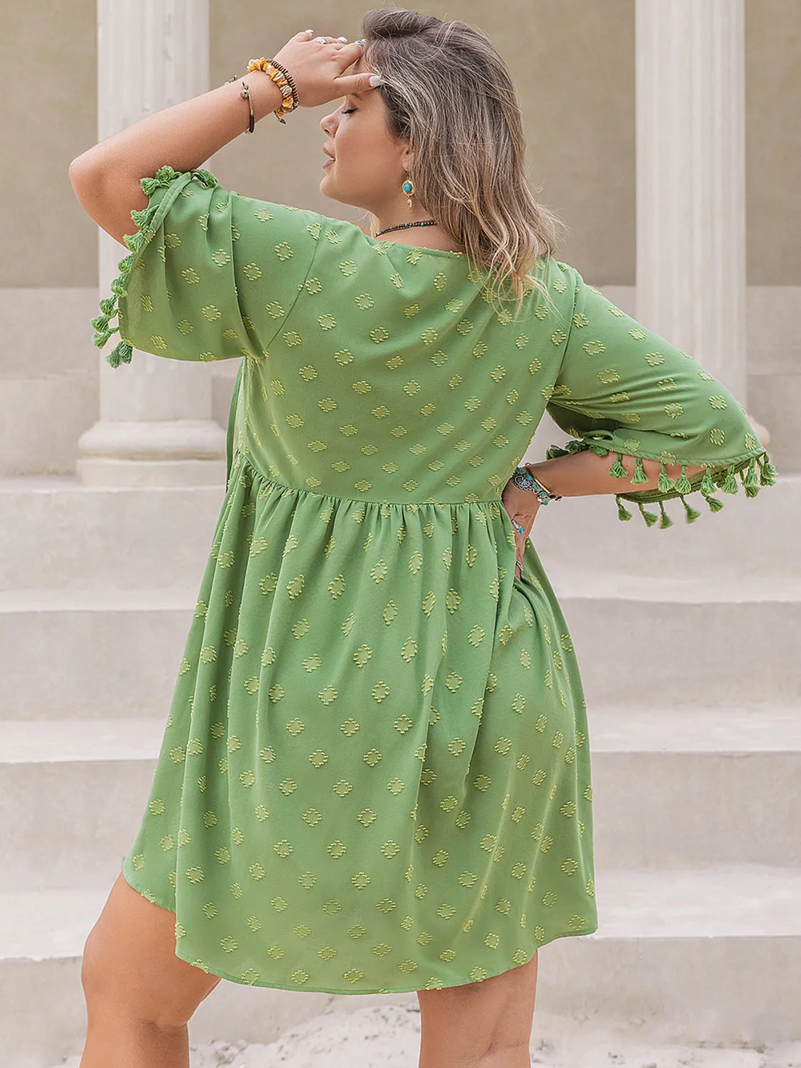 Plus Size Tied Tassel Half Sleeve Mini Dress sold by Charming Charlie product image thumbnail 2