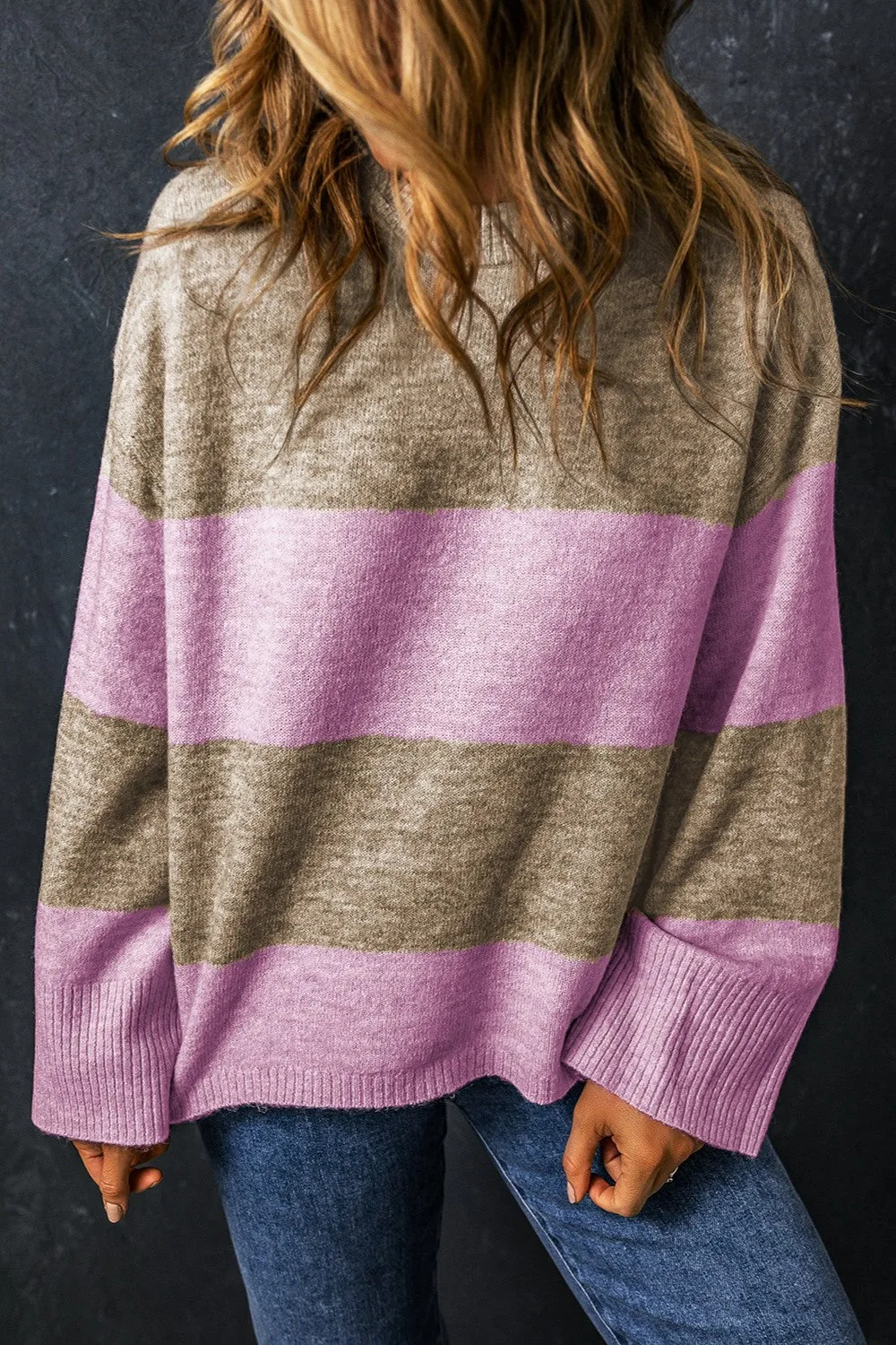 Color Block Round Neck Long Sleeve Sweater sold by Charming Charlie product image thumbnail 2
