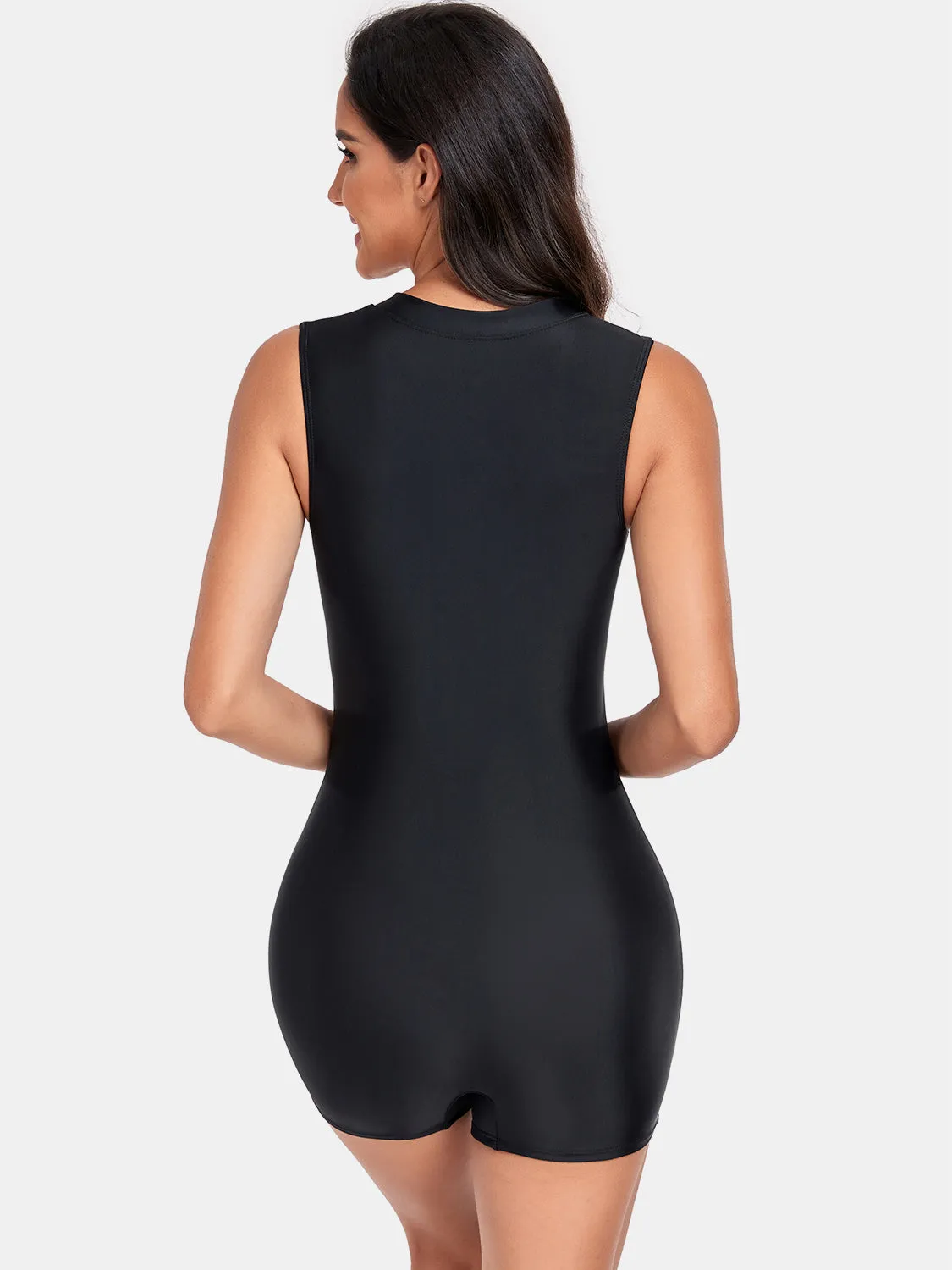 Zip Up Round Neck Sleeveless One-Piece Swimwear sold by Charming Charlie product image thumbnail 2