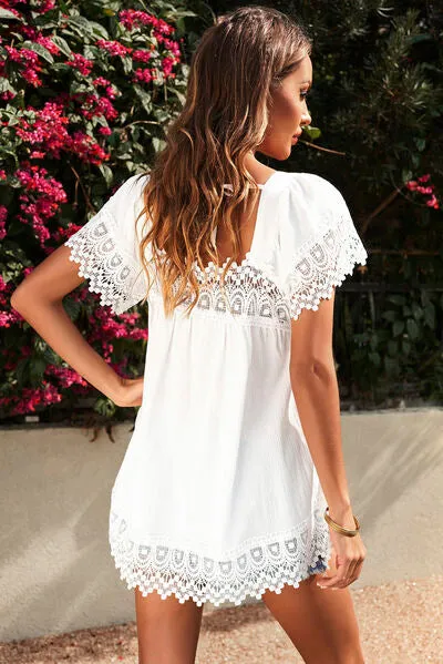 Lace Detail Square Neck Short Sleeve Blouse sold by Charming Charlie product image thumbnail 3