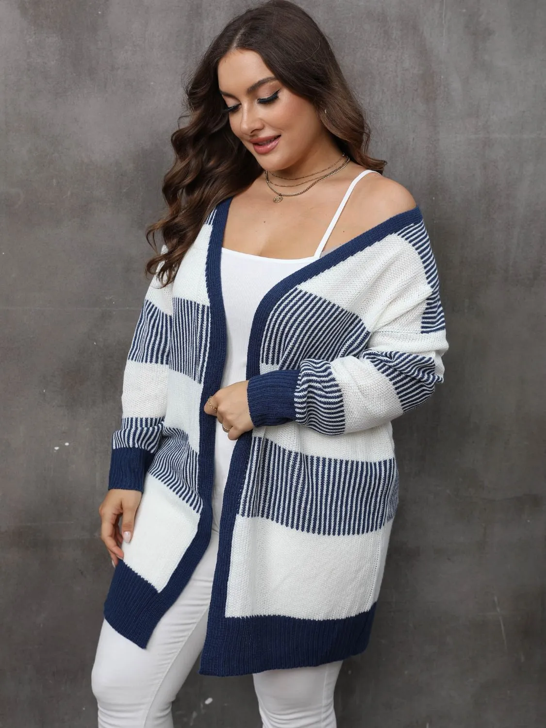 Plus Size Open Front Long Sleeve Cardigan sold by Charming Charlie product image thumbnail 4