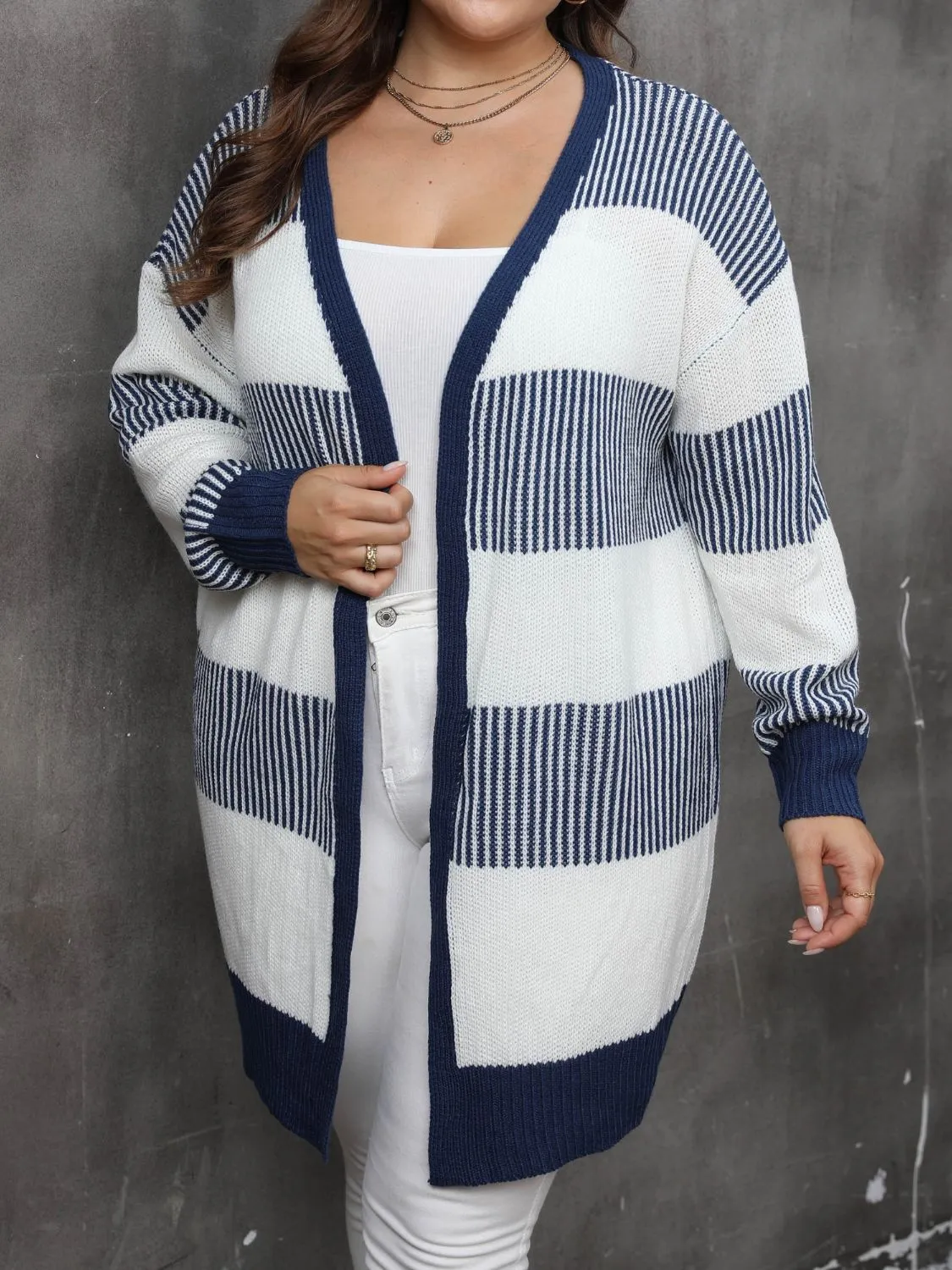 Plus Size Open Front Long Sleeve Cardigan sold by Charming Charlie product image thumbnail 3