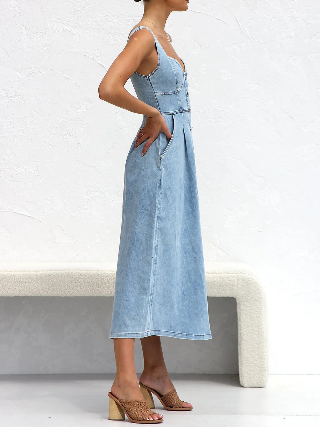 Sweetheart Neck Wide Strap Denim Dress sold by Charming Charlie product image thumbnail 2