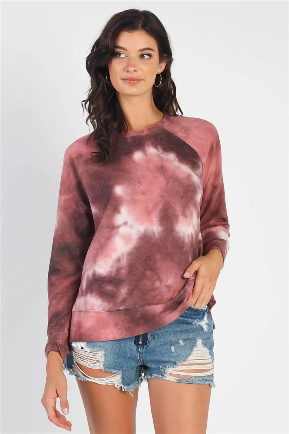 Cherish Apparel Tie-Dye Round Neck Long Sleeve Sweatshirt sold by Charming Charlie
