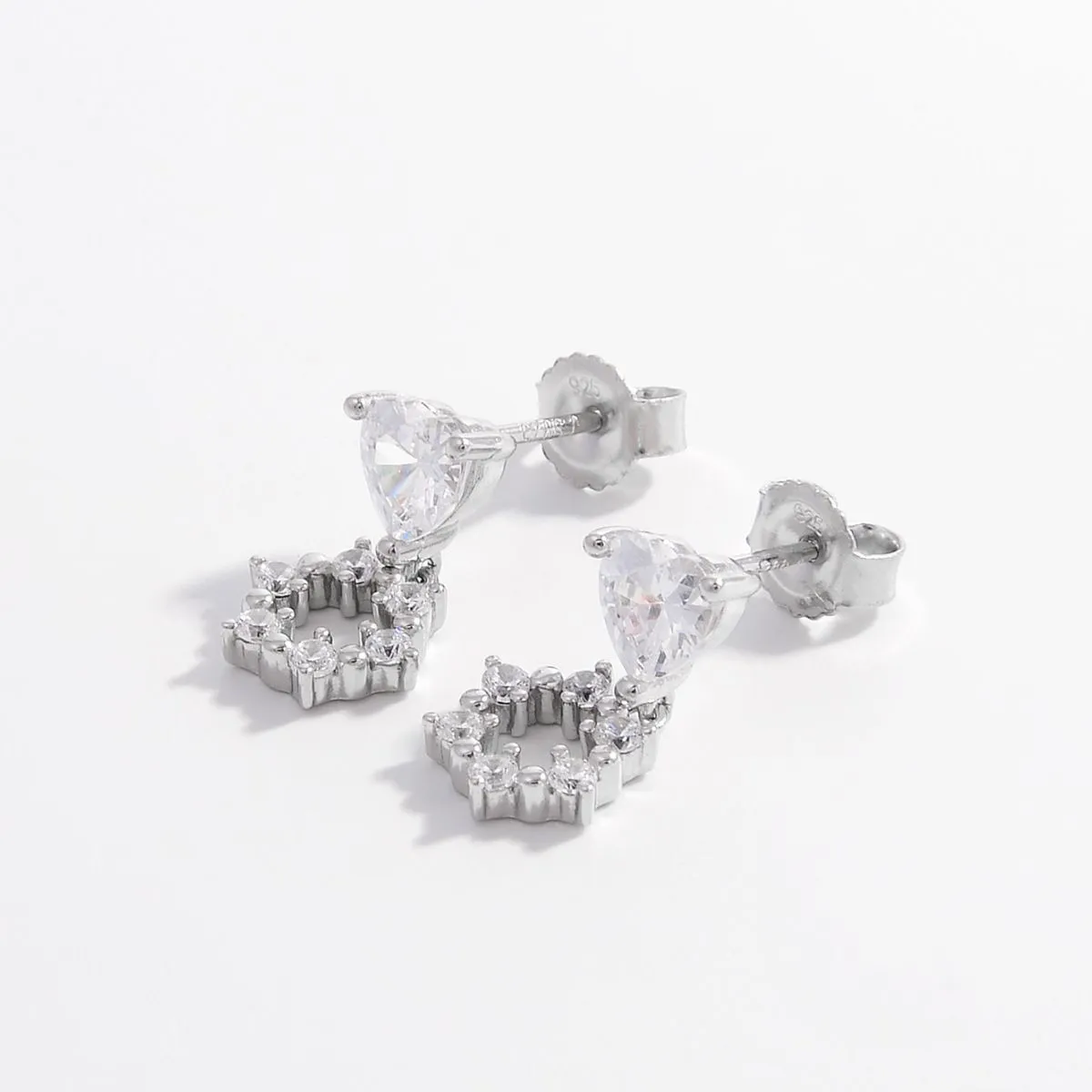 925 Sterling Silver Inlaid Zircon Heart Earrings sold by Charming Charlie product image thumbnail 3