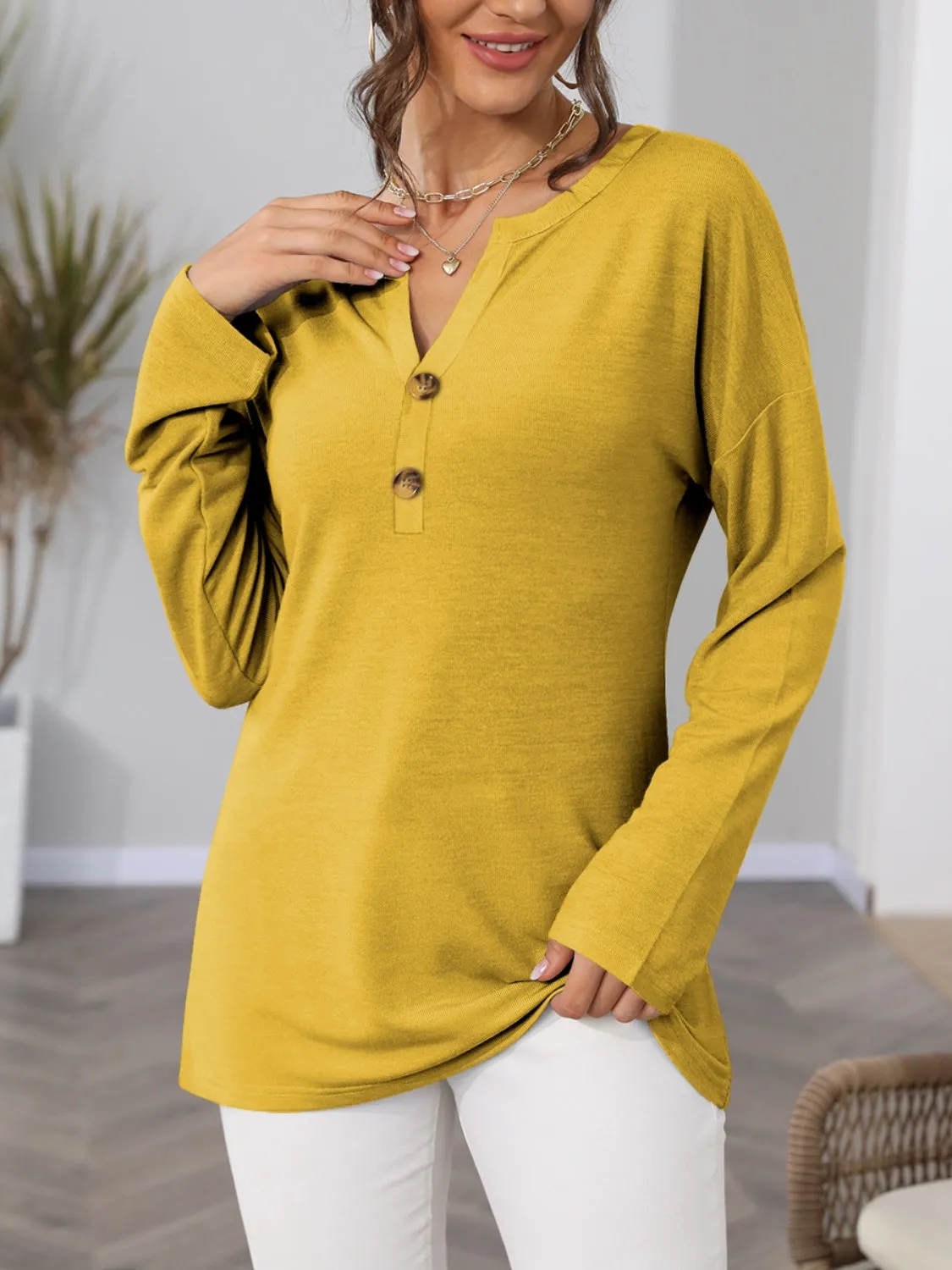 Notched Long Sleeve T-Shirt sold by Charming Charlie