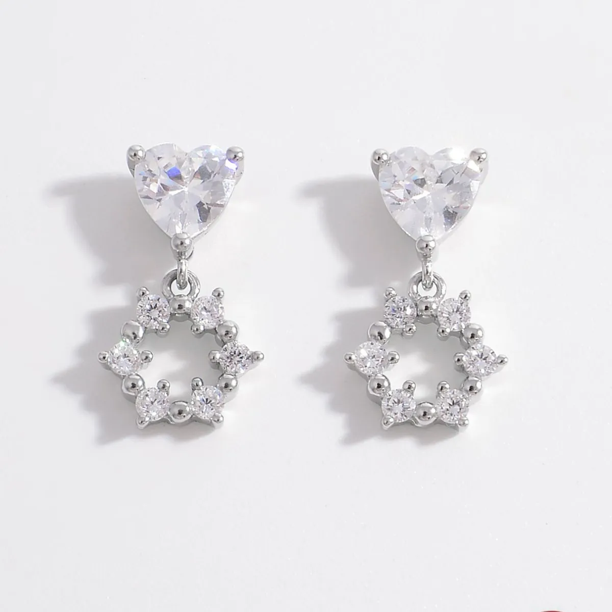 925 Sterling Silver Inlaid Zircon Heart Earrings sold by Charming Charlie