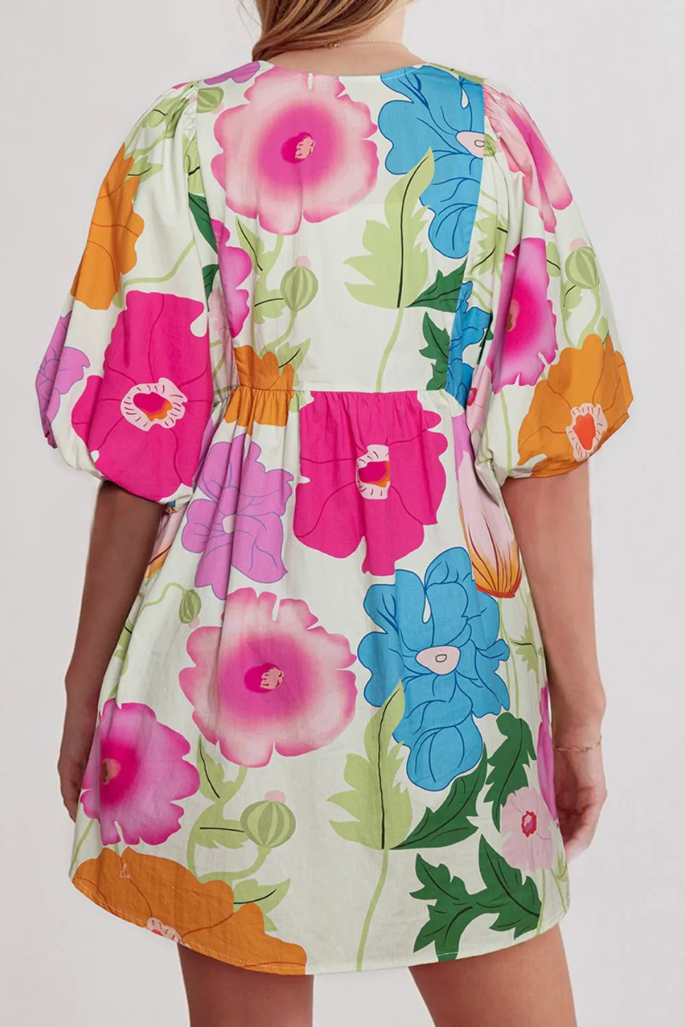 Printed Tie Neck Half Sleeve Mini Dress sold by Charming Charlie product image thumbnail 3