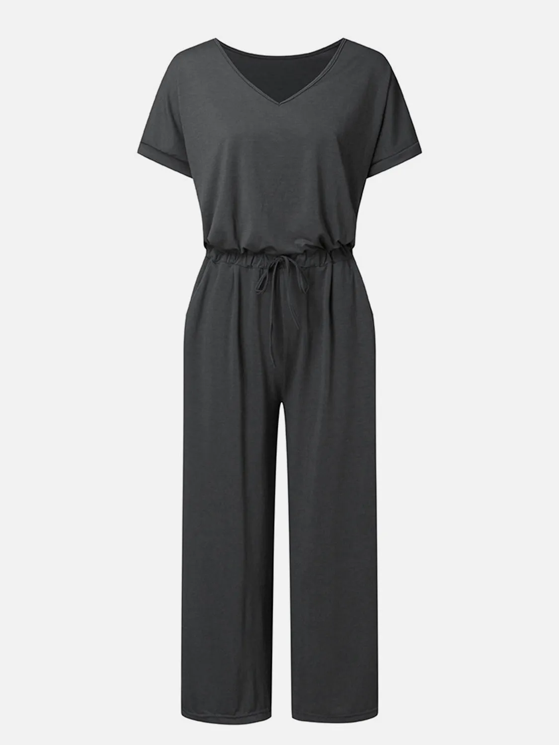 V-Neck Short Sleeve Jumpsuit sold by Charming Charlie product image thumbnail 4