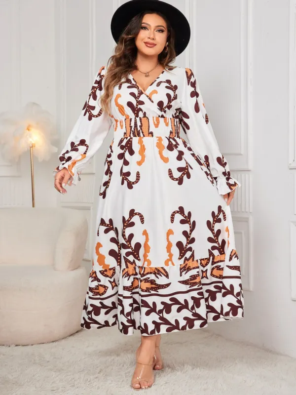 Plus Size Printed Surplice Flounce Sleeve Dress sold by Charming Charlie