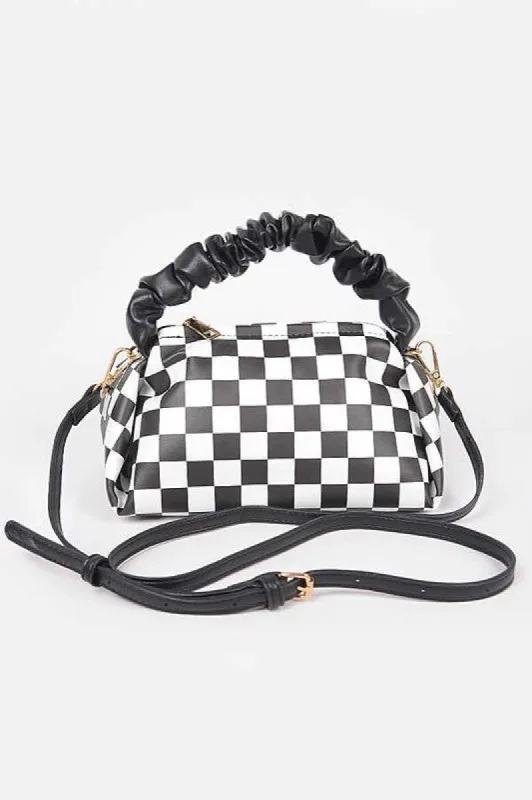 Checker Board Printed Crinkle Handle Swing Bag sold by Charming Charlie