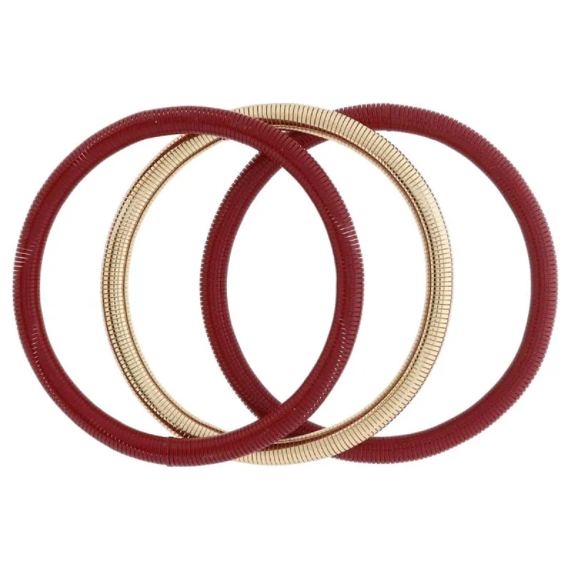 Set of 3, Red and Gold Stretchy Bangles Bracelet, 8" Around sold by Charming Charlie