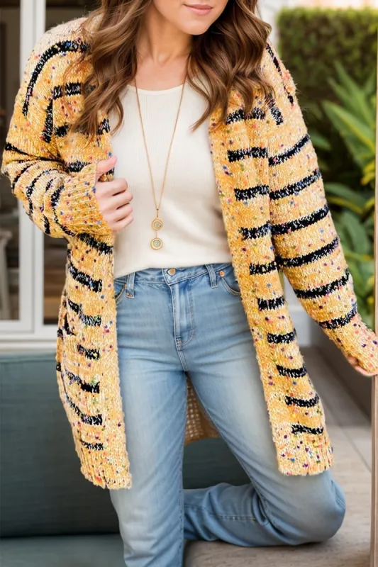 Striped Open Front Long Sleeve Cardigan sold by Charming Charlie